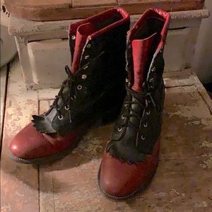 Red/Black leather lariat-type boots